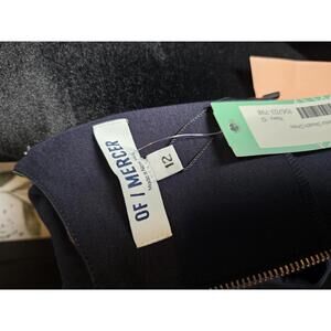 NWT Of Mercer Dress Blue Womens Size 12 Leather Stripe